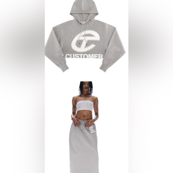 NWT Telfar Cropped Seat Shirt and Matching Long Sweat Skirt - Picture 1 of 17